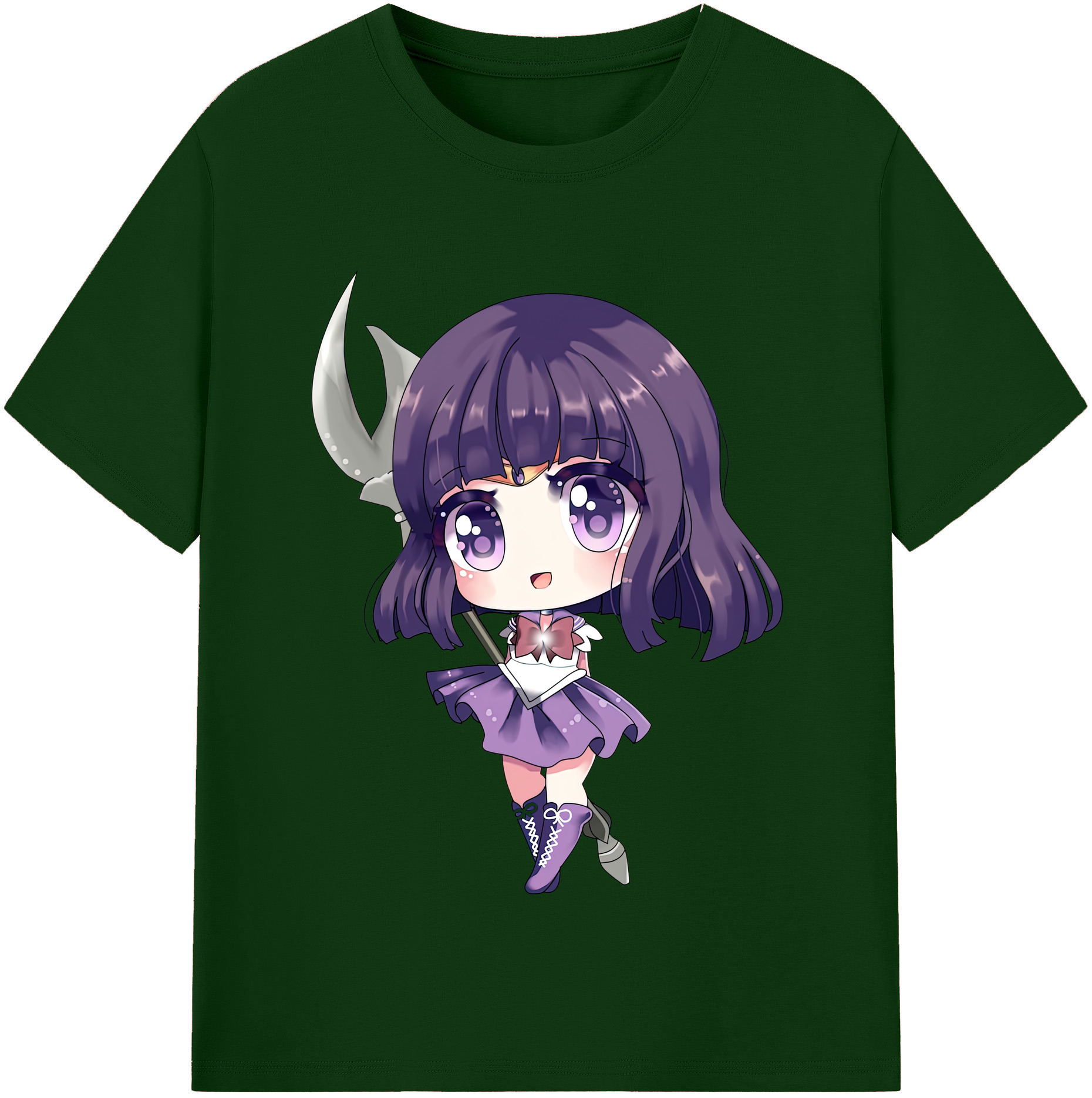 （画像用） 美少女戦士セーラームーン 土萠ほたる Sailor Moon Tomoe Hotaru （セーラーサターン；Sailor Saturn） 綿100％半袖Tシャツ（フロントプリント）